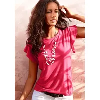 LASCANA Rundhalsshirt Damen rot, schwarz Gr.32/34