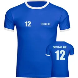 multifanshop Kontrast T-Shirt - Schalke - Trikot Nummer 12 - Druck weiß - Männer