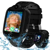 4G Smartwatch Kinder mit GPS und Telefon, Wasserdicht GPS Handy Uhr Kinder Smartwatch mit Videoanruf Anruffunktion IP68 SOS Spiel Voice Chat Wecker Schulmodus, Geschenk für Jungen Mädchen Student