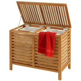 Relaxdays Wäschesammler 150 l mit 2 Fächern Hellbraun
