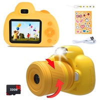Kind Ja Spielzeug-Kamera Kinder Kamera,Kreative Kinderkamera,Digitalkamera,4800w, 1200mAn, 32GB, Es können Fotos gemacht werden. Video, mit Blitzlicht gelb