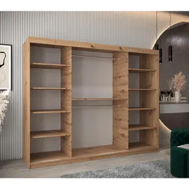 abiks möbel Schwebetürenschrank MONACO 250 x 200 x 62 cm Schwarz
