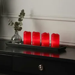 LED Kerzenset Adventskerzen Echtwachs flackernd Timer Fernb. 4St rot
