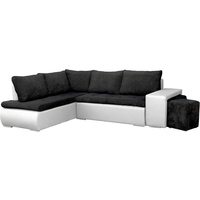 MOEBLO Ecksofa BELGRAD, Eckcouch mit Zwei Hocker Sofa Couch mit Ottomane L-Form Schlafsofa Bettsofa Polstergarnitur, mit Schlaffunktion und Bettkasen, - (BxHxT): 265x88x180 cm schwarz|weiß