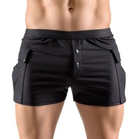 Shorts im Worker-Style mit Taschen und Druckknopfleiste vorn, schwarz, L