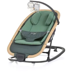 Chipolino Babywippe Senso Holzoptik Spielbogen Kopfstütze 3-Punkt-Gurt faltbar grün