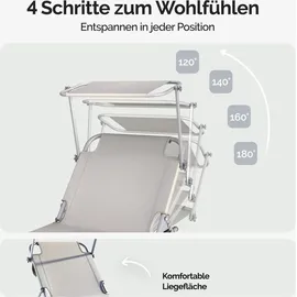 CASARIA Sonnenliege Klappbar 190 x 60 x 22 cm Beige