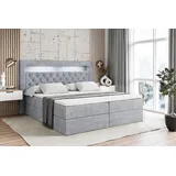 altdecor BOXBETT LED mit H4-Matratze und Lattenrost - NOEL GOLD - 160x200 Hellgrau