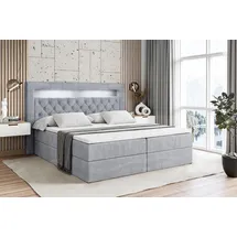 altdecor BOXBETT LED mit H3-Matratze und Lattenrost - NOEL GOLD - 160x200 Hellgrau