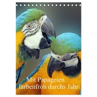 Calvendo Mit Papageien farbenfroh durchs Jahr (Tischkalender 2026 DIN