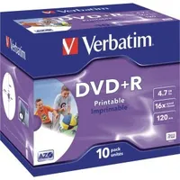 Verbatim DVD-Rohlinge bedruckbar DVD+R 4,7GB/16x im Jewel Case VE=10 Stück