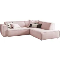 KAWOLA Sofa SAMU Ecksofa Cord rosa Recamiere rechts -
