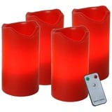 EGLO Dekolicht »ADVENT«, 4 flammig, Leuchtmittel LED-Modul LED wechselbar, künstliche Kerzen, Timer-Funktion und Fernbedienung, Batterie, 10 cm, rot