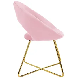 ML-Design Esszimmerstuhl mit runder Rückenlehne, Rosa, aus Samt mit goldene Metallbeine, Ergonomische Sessel für Esstisch, Küchenstuhl, Schalenstuhl, Schminktisch Stuhl