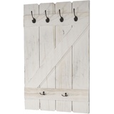 Mendler Wandgarderobe HWC-D13, Garderobe Garderobenpaneel, 6 Haken 91x60cm weiß shabby