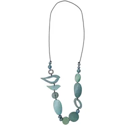 Lange Kette "Birds", Damen, Gr. one size, Holz, blau, COLLEZIONE ALESSANDRO, Basic, Halsketten, aus Holzperlen in verschiedenen Farben und Formen