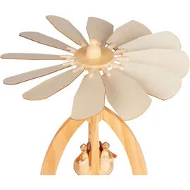 Brubaker Weihnachtspyramide aus Holz - Engel, Jesus, Maria, Josef und Könige - 44 cm große Teelichtpyramide für Weihnachten - Handbemalt - Braun