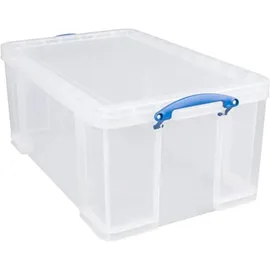 Really Useful Box 64C 64L Box Transparent, stapelbare und nestbare klare Kunststoff-Aufbewahrungsboxen mit Deckeln. Klar, tief, robust. Abmessungen: 710 x 440 x 310 mm