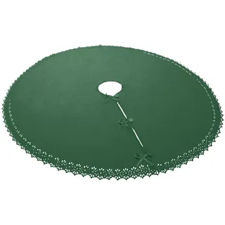 Wometo Weihnachtsbaumdecke Ø 120 cm in grün – Baumunterlage mit Satinbändern – Knöpfen – Fleece, OEKO-TEX