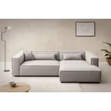 LeGer Home by Lena Gercke Ecksofa »PIARA XXL, Big-Sofa in Cord oder Leinenoptik, L-Form, mit Kedernaht«, wahlweise Ottomane rechts/links, schwarze Füße, extra tiefe Sitzfläche, grau