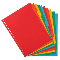Exacompta 2010E 25x Register aus Recyclingkarton 220g, 10 Positionen, für Format DIN A6 - Farben sortiert