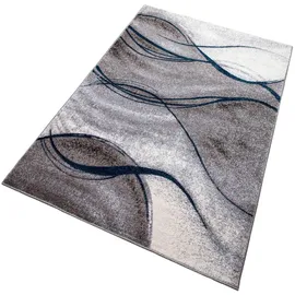 OTTO home Teppich OTTO HOME "Tritom" Gr. 6, blau, B:200cm H:9mm L:300cm, Kunstfaser, Teppiche, Teppich, mit besonders weichem Flor, Kurzflor, modernes Wellen Muster