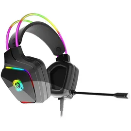 Canyon Darkless GH-9A, RGB aidimams ausin?s with Mikrofonas, Mikrofonas frequency response: 20HZ20KHZ, ABS+ Polyurethanleather, USB*1*3.5MM jack ki... / Schwarz