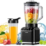 GDOR Professional Smoothie Maker 1200W Standmixer Glas 5 Programme Blender 1,5L Glasbehälter&700ml To-Go Becher Kombi Hochleistungsmixer für Smoothies Shake Eiscrushen Gefrorenes Obst Selbstreinigend