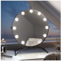 EMKE Kosmetikspiegel Runder Schminkspiegel Hollywood Spiegel mit Beleuchtung Tischspiegel, 3 Lichtfarben,Dimmbar,7 x Vergrößerungsspiegel,360° Drehbar schwarz