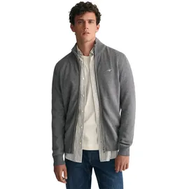 GANT Herren Cardigan grau unifarben, grau, Herbst/Winter 2025/2026
