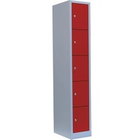 Lüllmann Schließfachschrank X-520514, aus Metall, 5 Fächer, 31 x 180 x 50cm, rot
