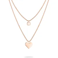 Liebeskind Berlin Kette mit Anhänger Layered Love Herz goldfarben/rosa Edelstahl