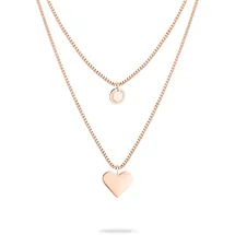 Liebeskind Berlin Kette mit Anhänger Layered Love Herz goldfarben/rosa Edelstahl