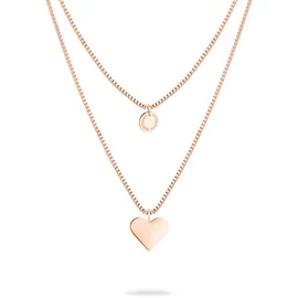 Liebeskind Berlin Kette mit Anhänger Layered Love Herz goldfarben/rosa Edelstahl