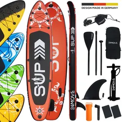 24MOVE® Standup Paddle Board SUP, inkl. umfangreichem Zubehör, Paddel und Hochdruckpumpe, ROT, 366x80x15cm