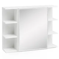 KADIMA DESIGN Hängeschrank mit Spiegel, Weiß, Wasserabweisend - Stauraum