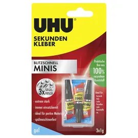 UHU Sekundenkleber Minis Gel 3x 1 g