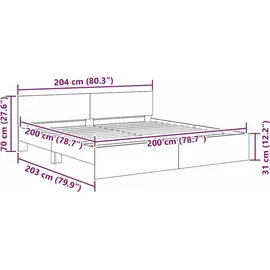 vidaXL Bettrahmen 200 x 200 cm Braun