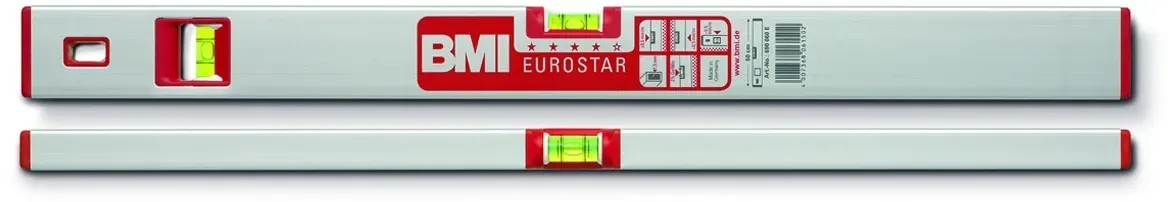 BMI Wasserwaage EUROSTAR | 2 Libellen | 2% Gefälle Länge der Wasserwaage:: 60 cm