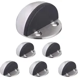 Relaxdays Türstopper, 6er Set, für den Boden, zum Schrauben & Kleben, flacher Zimmer Türanschlagpuffer, silber/schwarz