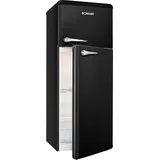 Bomann Retro Kühlschrank mit Gefrierfach, Vintage Kühlgefrierkombi Inhalt 208 L - Kühlen: 160 L, Gefrieren: 48 L, Retro-Fridge - DTR 353.1 schwarz - Schwarz