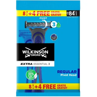 Wilkinson Sword Extra 3 Essential Einwegrasierer mit Gleitstreifen aus Aloe Vera, ideal für die Pflege und Geschmeidigkeit des Gesichts