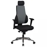 FineBuy Bürostuhl Ergonomisch Stoff Schwarz Drehstuhl Büro Sessel Chefsessel Kopfstütze