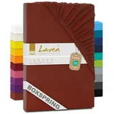 Lavea Spannbettlaken Maya, in Gr. 60x140, 90x200, 120x200, 140x200, 180x200 oder 200x220 cm, Baumwolle, Gummizug: rundum, (1 Stück), Jersey Spannbetttuch für Topper, Boxspring- und Wasserbetten braun 90/100 cm x 200 cm