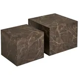 VCM Ebuy24 Nuuk Couchtisch Set mit 2 Marmor Dekor braun.