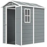 Outsunny Gerätehaus 2,1m2, Wasserdicht Gartenhaus mit Boden Pultdach, 131x186x198/172 cm, Geräteschuppen mit Abschließbar Tür, Fenster Fahrradgarage, Gartenschrank aus Alu, für Hinterhof, Garten, Grau   Aosom