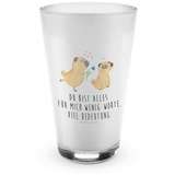 Mr. & Mrs. Panda Glas Mops Verliebt - Transparent - Geschenk, Latte Macchiato, Cappuccino T, Premium Glas, Design mit Herz