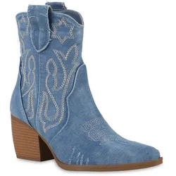 Damen Cowboy Boots in Hellblau Denim