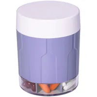 Betife Tablettenbox 7 Tage Große Fächer, Rund Pillendose Groß, für Monat Tabletten Aufbewahrung, Tragbare Medikamentenbox Morgens Mittags Abends, xl Pillenbox leicht zu öffnend, Violett (21 Etiketten)