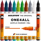 Molotow One4All 127HS Acryl Marker Basic-Set 2 (2,0 mm Strichstärke, hochdeckend und permanent, UV-beständig, für fast alle Untergründe) 10 Stück